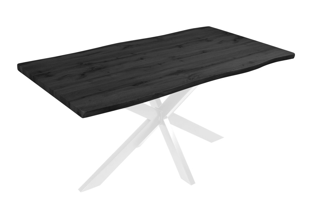 Esstisch Baumkante Holz-Optik Grau 160 x 85 Spider-Gestell weiß JOSY