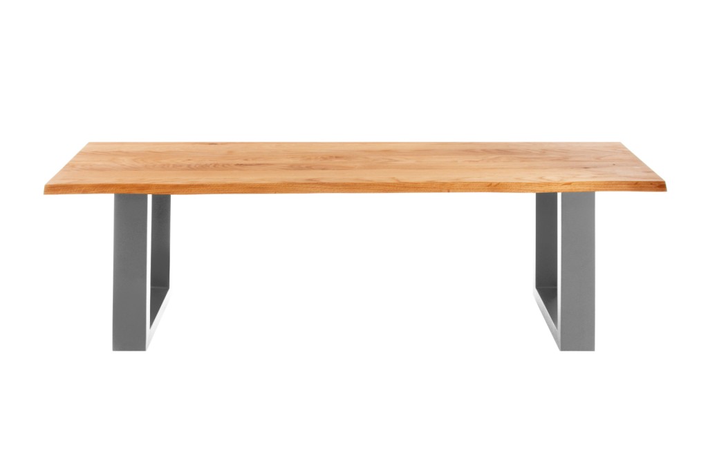 Sitzbank Baumkante 220 cm Eichenholz massiv silber ENRICO