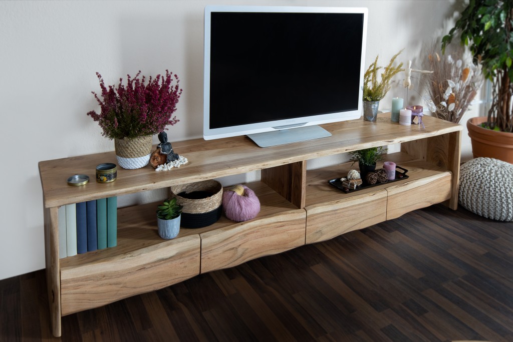 Lowboard TV-Board 190 x 45 x 50 cm Akazienholz massiv naturfarben DAHLIA