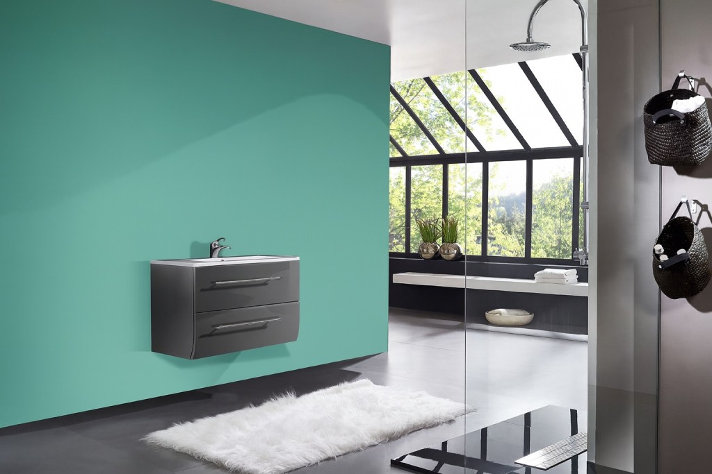 Badezimmer Waschplatz grau Hochglanz 70cm Niagara