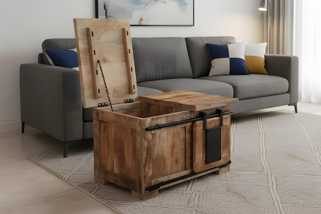 Lowboard TV-Board Truhenschrank Mango Rough massiv 76 x 45 x 51 cm LIBRO