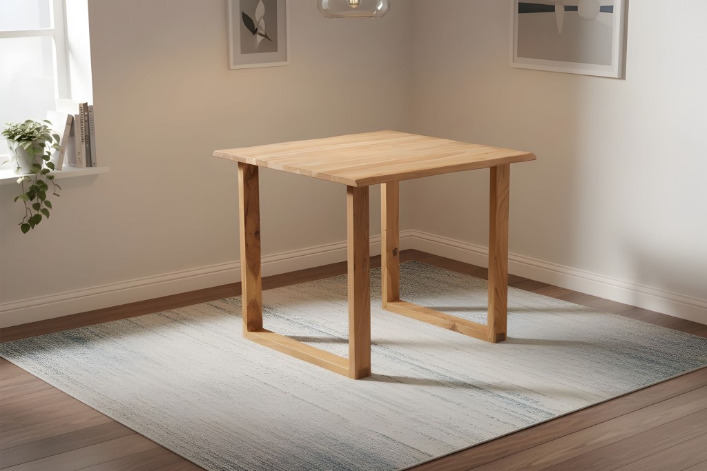 Esstisch Baumkante massiv Akazie natur 80 x 80 cm U-Gestell Holz natur GRAZ