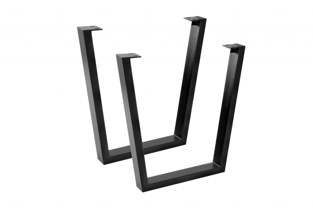 Tischgestell 2er Set Roheisen lackiert 70x10x74 cm schwarz V-Gestell
