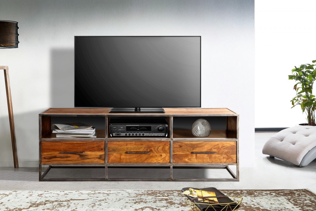 Lowboard TV-Schrank 175 x 60 x 40 cm Akazienholz nougatfarben OKLAHOMA