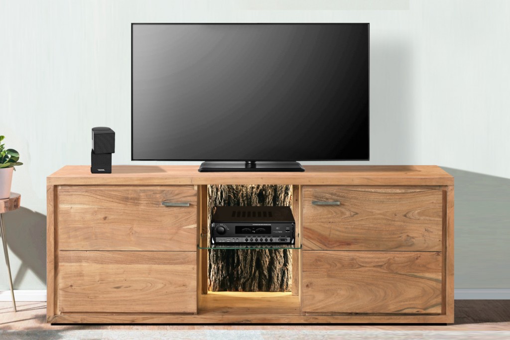 Lowboard TV-Board 175 x 63 x 40 cm Akazienholz stonefarben KATI