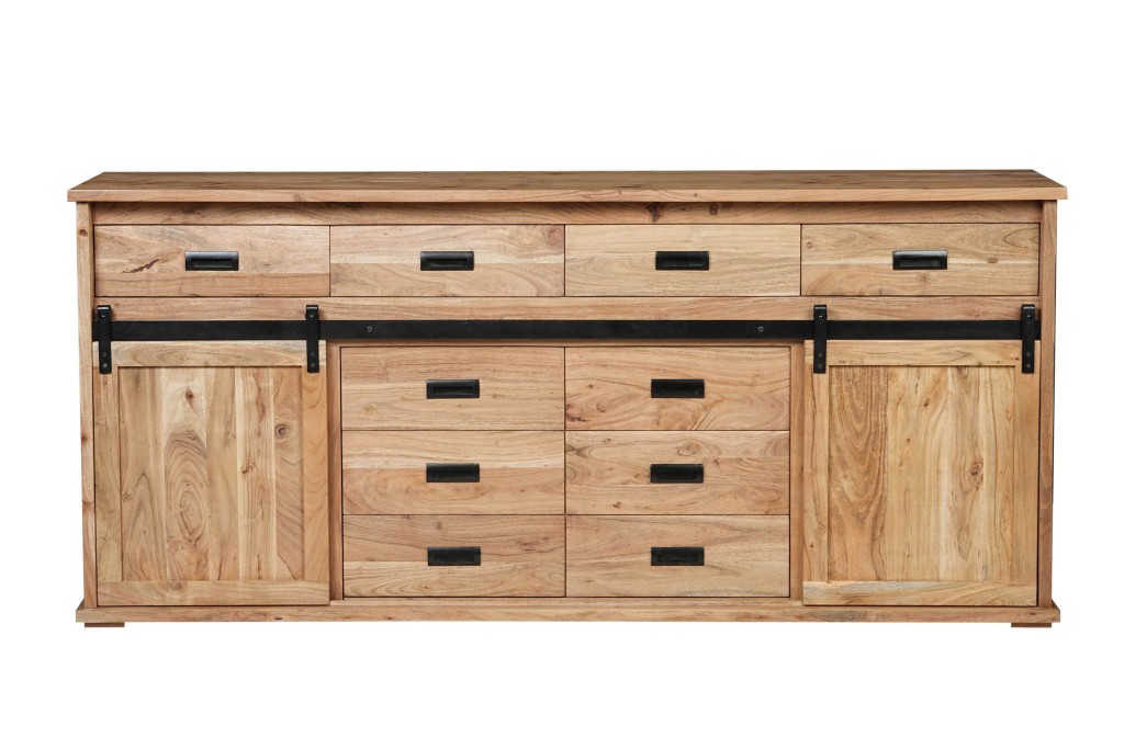 Sideboard 200 x 45 x 90 cm Akazienholz massiv naturfarben ohne Baumkante LIAN 4