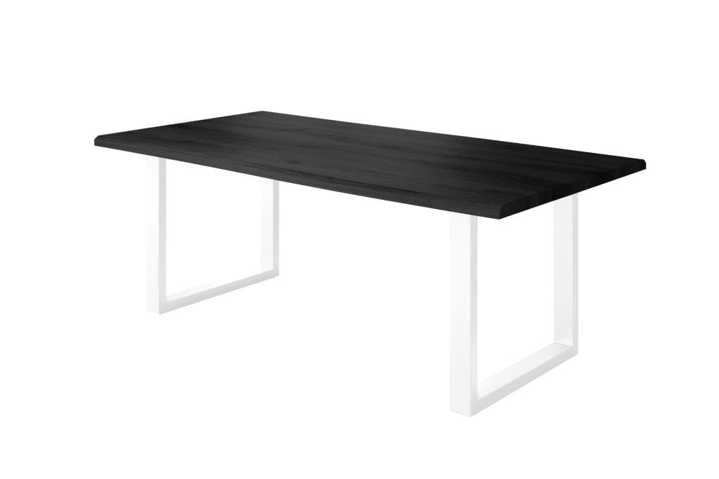 Esstisch Baumkante Holz-Optik Grau 240 x 100 U-Gestell weiß JULIUS