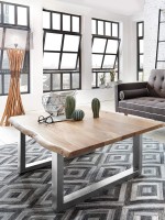 Couchtisch Baumkante 120x80 cm Akazie naturfarben silber Couchtisch Baumkante 120x80 cm Akazie naturfarben silber