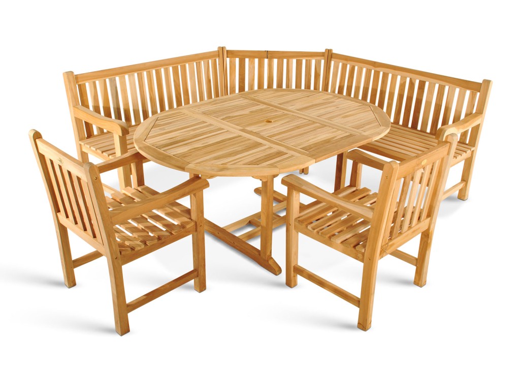 Gartenmöbel Set 4tlg mit Eckbank Teak Gartentisch ausziehbar 120-170 cm BORNEO/CARACAS