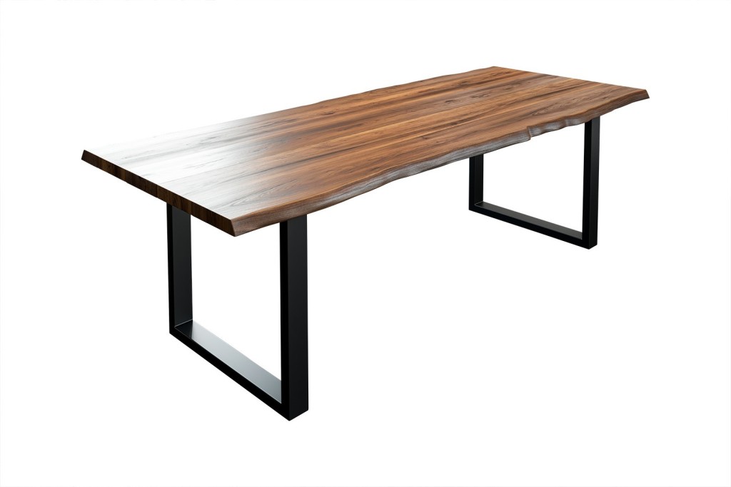 Esstisch Baumkante massiv Akazie nussbaum 200 x 100 schwarz LIAM