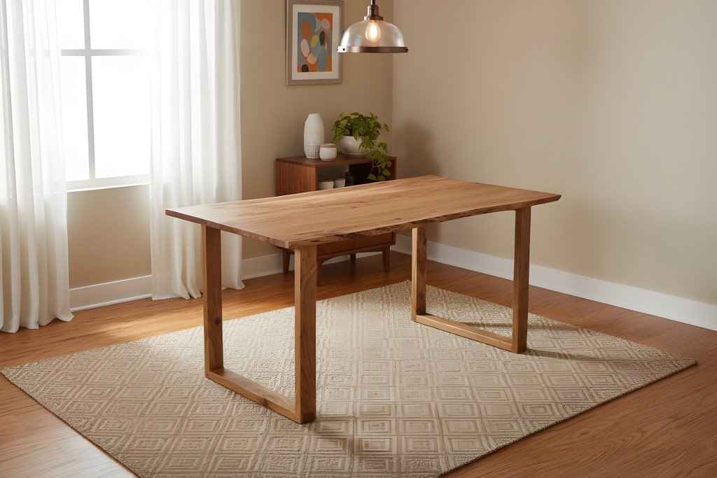 Esstisch Baumkante massiv Akazie natur 140 x 80 cm U-Gestell Holz natur GRAZ