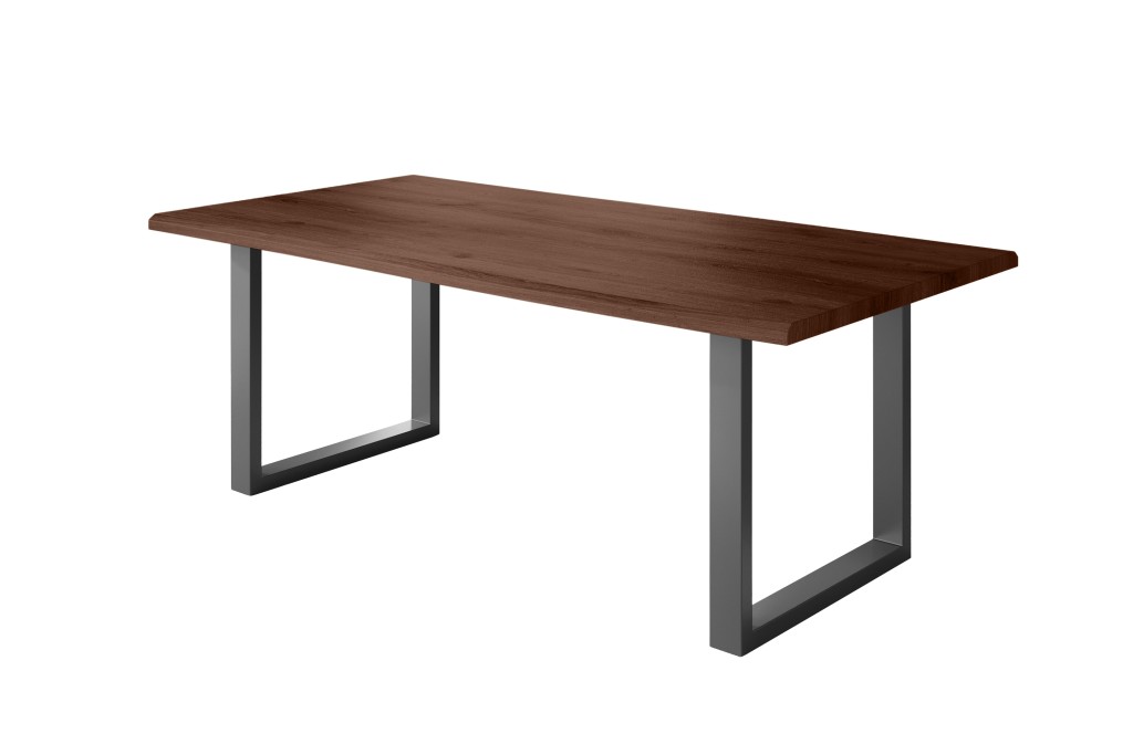 Esstisch Baumkante Holz-Optik Nussbaum 240 x 100 U-Gestell schwarz JULIUS