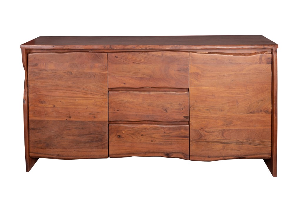 Sideboard Baumkante 170 x 45 x 90 cm Akazienholz massiv nussbaumfarben DAHLIA