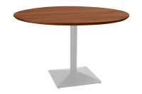 Vorschau: Bistrotisch Schweizer Kante massiv Akazie nussbaumfarben 120 cm Säulengestell-eckig silber BRASILIA Vorschau: Bistrotisch Schweizer Kante massiv Akazie nussbaumfarben 120 cm Säulengestell-eckig silber BRASILIA