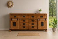 Sideboard Kommode Akazienholz massiv nussbaumfarben 200 x 45 x 90 cm LIBRO Sideboard Kommode Akazienholz massiv nussbaumfarben 200 x 45 x 90 cm LIBRO