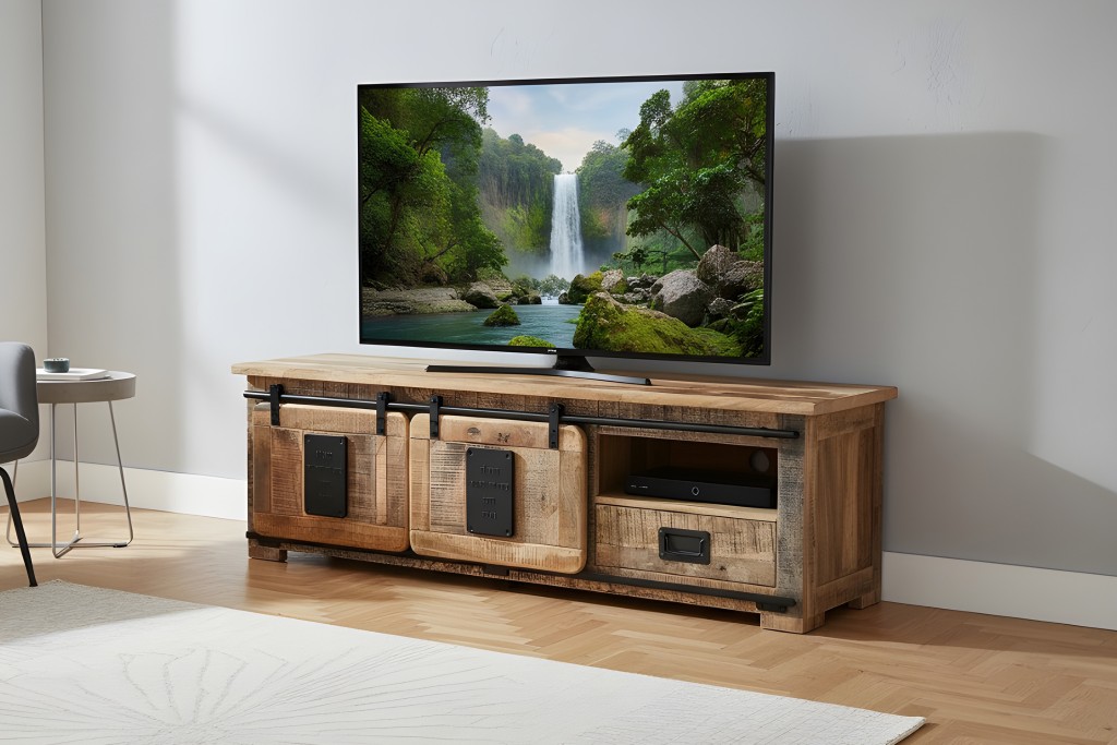 Lowboard Kommode TV-Board Mango Rough massiv 160 x 45 x 50 cm LIBRO