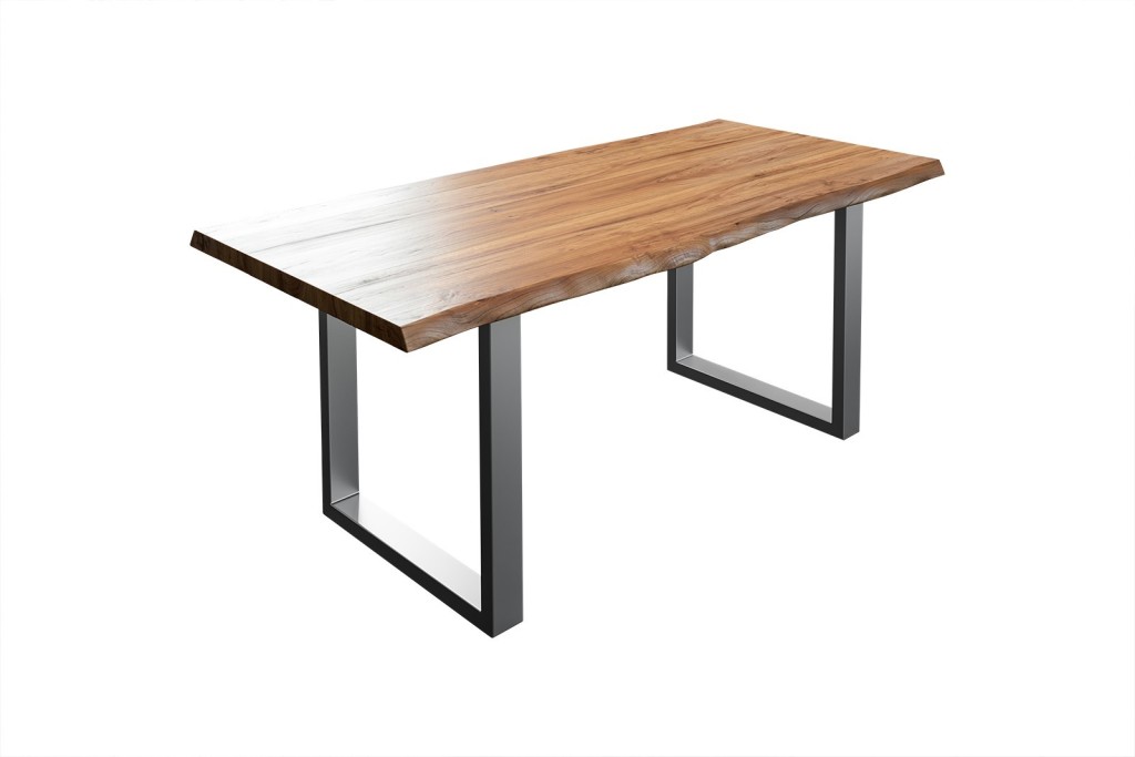 Esstisch Baumkante massiv Akazie natur 160 x 85 silber LIAM