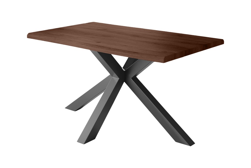 Esstisch Baumkante Holz-Optik Nussbaum 120 x 80 Spider-Gestell schwarz JULIUS